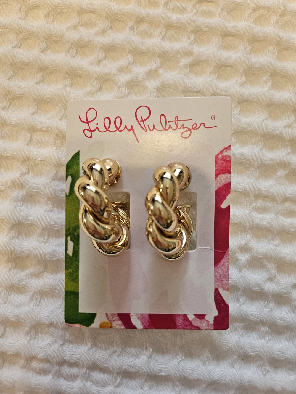 Lilly Pulitzer Shiny Gold Twisted Hoop Clip-On Earrings